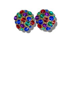 80's Multi Stone Domed Fashion Chanel Style Earrings